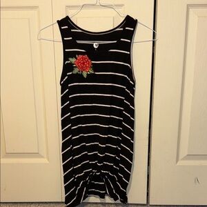 EUC Black and White Striped Tank Top